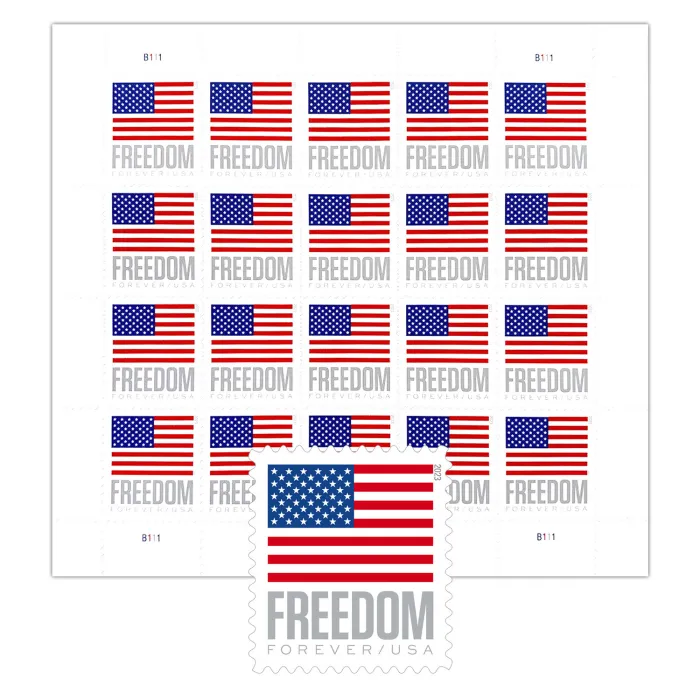 U.S. Flag 2023 Forever Stamps Pane of 20 - Image 2