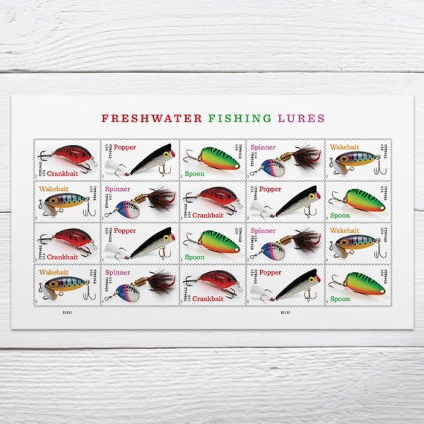 Freshwater Fishing Lures 2025 Forever Stamps — Pane of 20
