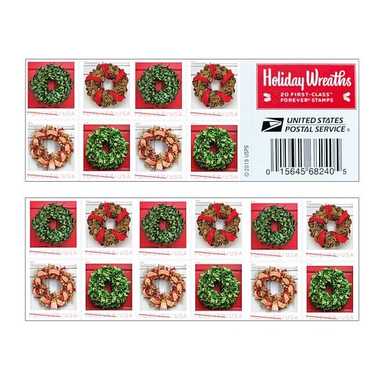 2019 Holiday Wreaths Stamp Postage Stamps - Image 2