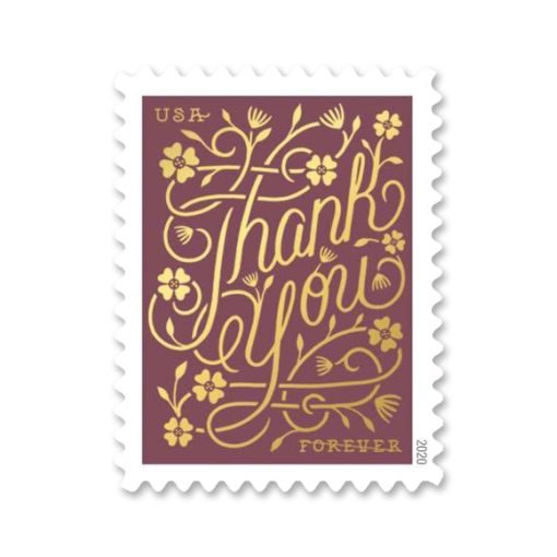 2020 Forever Stamps First Class Postage Stamps Thank You