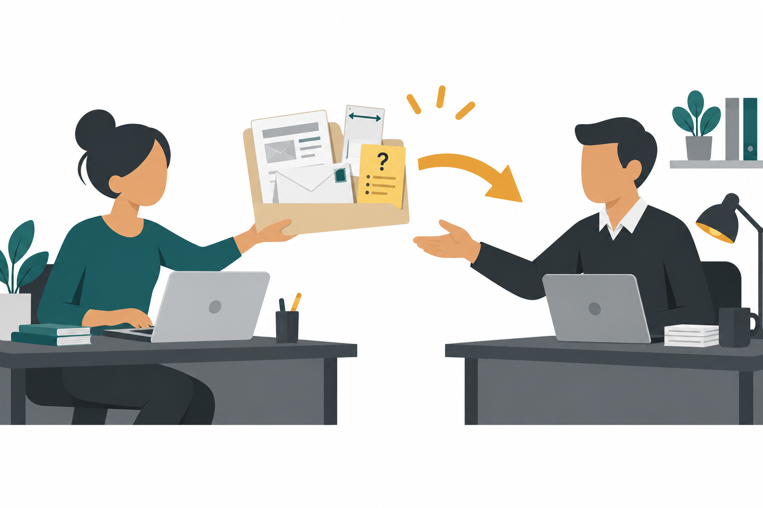 Office coordinator reviewing a dated business mailing estimate before a quote handoff